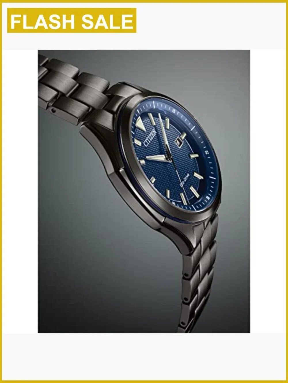 Men's Eco-Drive Stainless Steel Watch Blue Dial Date